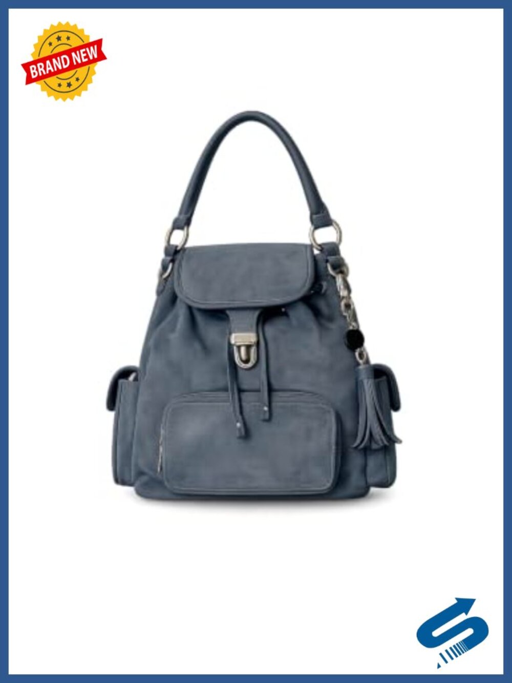 Steve Madden Vegan Leather Flap Backpack Push-Lock Everyday Travel Bag